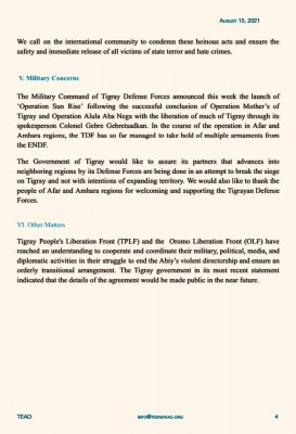 Briefing from Tigray External Affairs Office