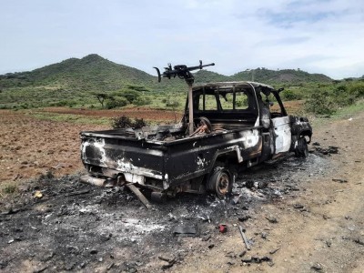 Vehicles destroyed and captured by the TDF west of Kobo in recent fighting