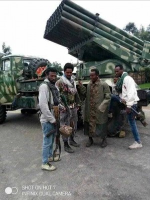 TDF with captured BM-21 Grad rocket launcher