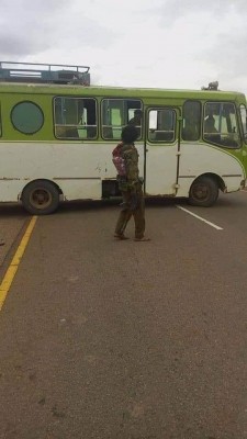 OLA fighters blocking the highway to Kenya
