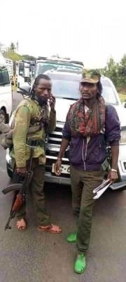 OLA fighters blocking the highway to Kenya