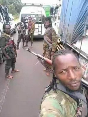 OLA fighters blocking the highway to Kenya