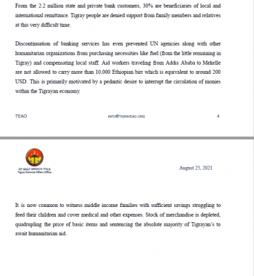 Extraordinary Brieﬁng From The National Government of Tigray August 25, 2021