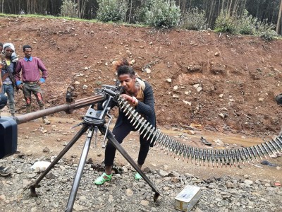 ተጋዳሊት ማህሌት፡ ዲሽካ ተኳሲት እያ። ፀላኢ ደምሲሶም እንዳተኸታተሉ እንትለቕምዎ ኣብ መዓልቲ ኣሸንዳ እየ ረኺበያ።