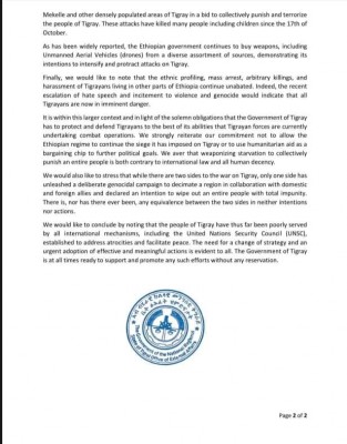 Response to the press Statement by US State Department on Combat Operations in Northern Ethiopia